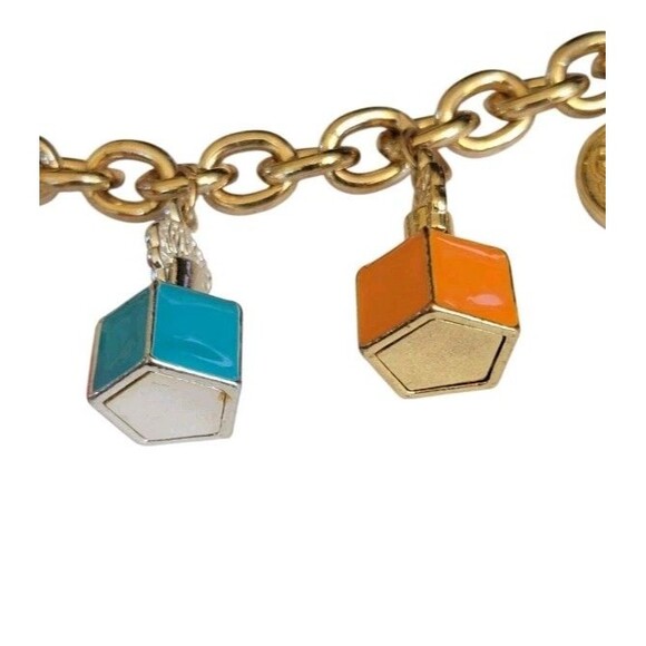 Vince Camuto Colorful Perfume Bottle Bottles Multi Charm Gold Tone Link Bracelet - Picture 4 of 6